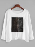 Romwe White Patch Loose T-shirt