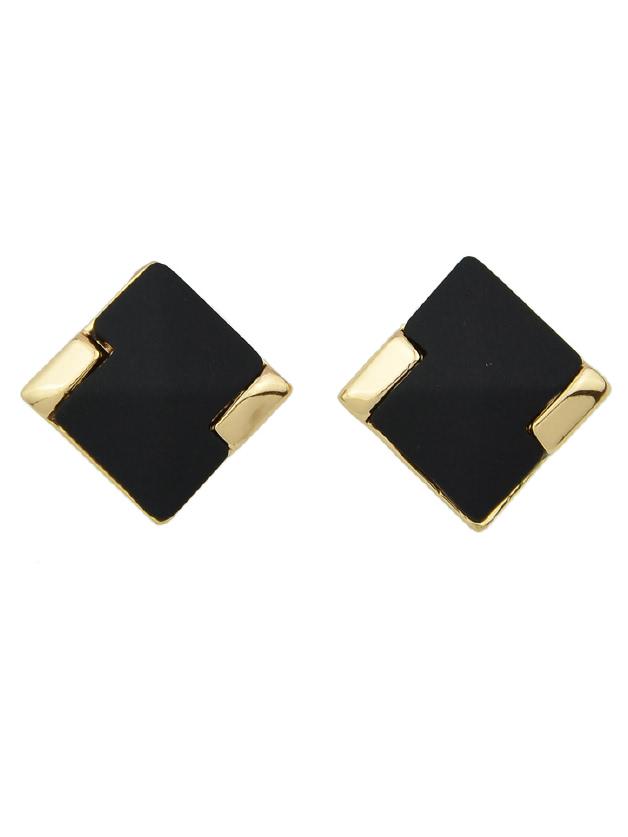 Romwe Square Geometric Pattern Stud Small Earrings