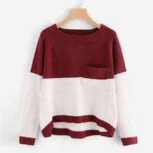 Romwe Pocket Patched Two Tone Jumper