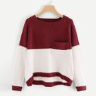 Romwe Pocket Patched Two Tone Jumper