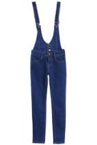 Romwe Strap Buttons Pockets Denim Jumpsuit