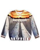 Romwe Multicolor Long Sleeve Royal Goods Print Sweatshirt