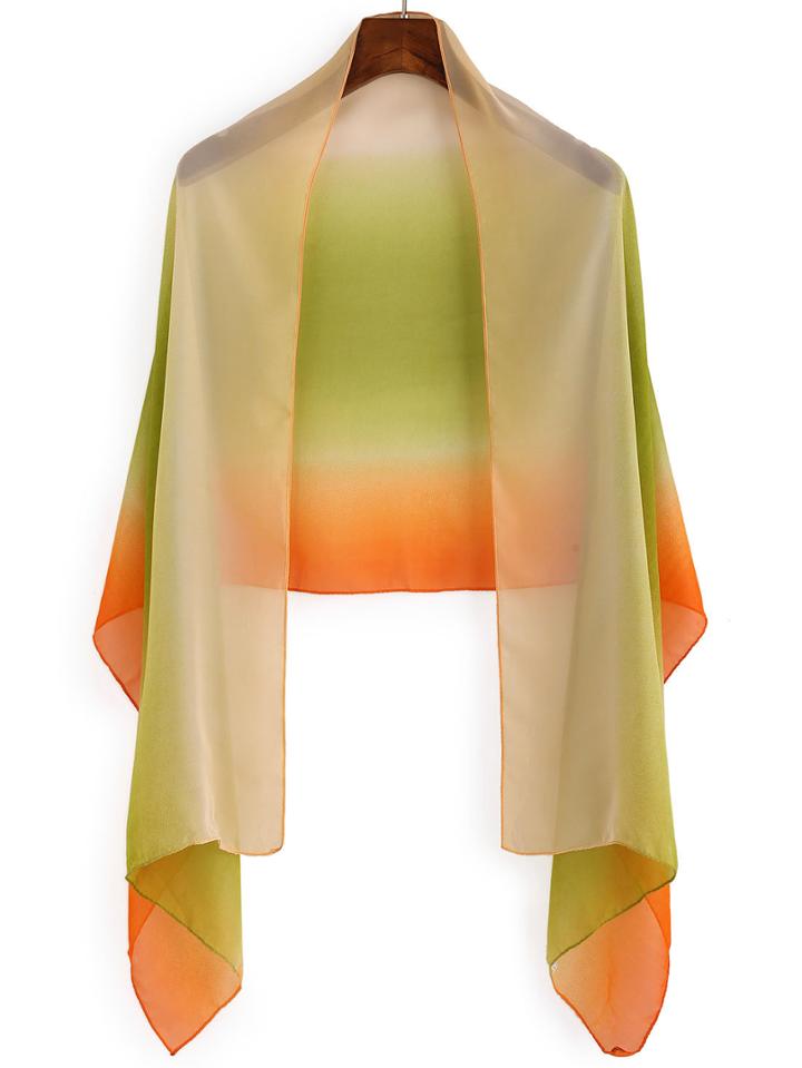 Romwe Two Tone Ombre Chiffon Scarf