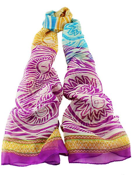 Romwe Purple Geometric Print Scarves