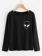 Romwe Alien Printed T-shirt