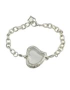Romwe Silver Chain Bracelet With Stone Heart