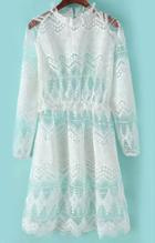 Romwe Sheer Mesh Lace White Dress