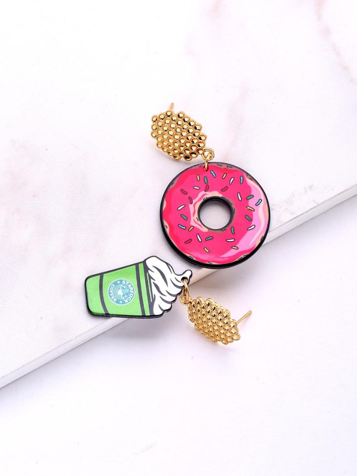 Romwe Donuts & Ice Cream Design Mismatch Earrings