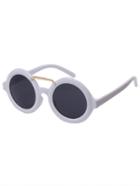 Romwe White Frame Metal Bridge Round Lens Sunglasses