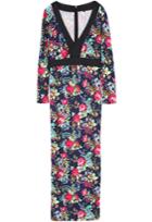 Romwe Floral Print Blue Maxi Dress