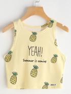 Romwe Pineapple And Letter Print Tank Top
