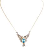 Romwe Gold Diamond Bird Chain Necklace