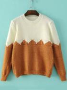 Romwe Long Sleeve Bead Khaki Sweater