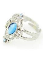 Romwe Light Blue Gemstone Silver Hollow Ring