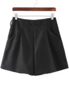 Romwe High Waist Woolen Black Shorts
