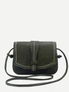Romwe Green Faux Leather Saddle Bag