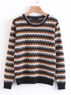 Romwe Zigzag Pattern Jumper Sweater