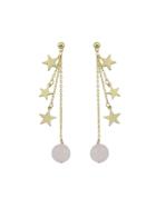 Romwe Pink Multi Layers Chain Brincos Star Pattern Beads Dangle Earrings