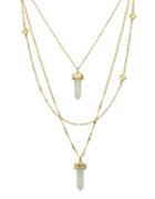 Romwe White Multilayers Pendant Necklace
