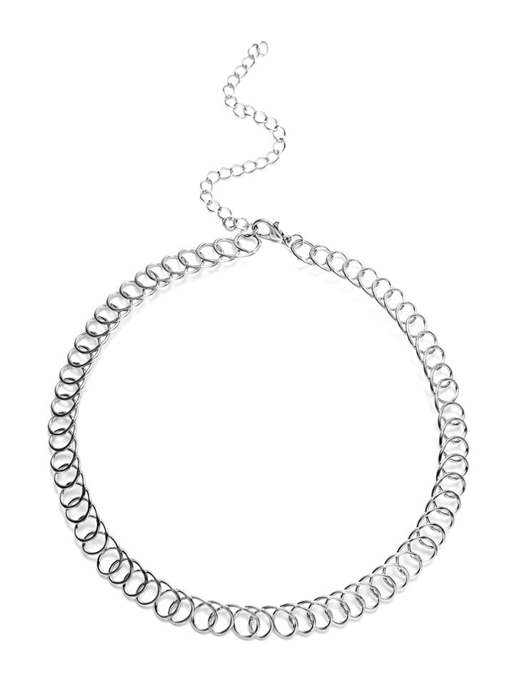 Romwe Silver Plated Geometric Choker Necklace
