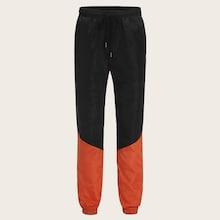 Romwe Guys Drawstring Waist Letter Tape Side Wind Pants