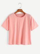 Romwe Pink Basic Casual T-shirt