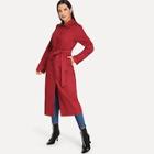 Romwe Raglan Sleeve Single Breasted Belted Trench Coat