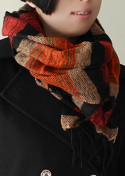 Romwe Tassel Striped Orange Scarf