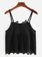 Romwe Lace Trimmed Cami Top - Black
