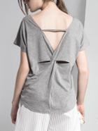 Romwe Grey Cutout Knot Back T-shirt