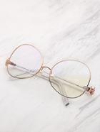 Romwe Contrast Frame Oval Lens Glasses With Faux Pearl