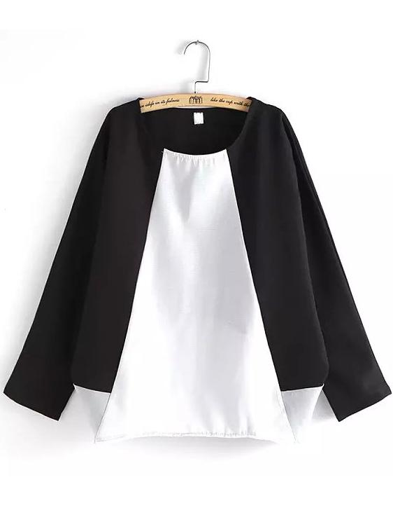 Romwe Round Neck Black Blouse