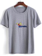 Romwe Simpson Embroidered Grey T-shirt