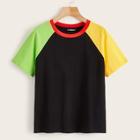 Romwe Color Block Raglan Sleeve Top