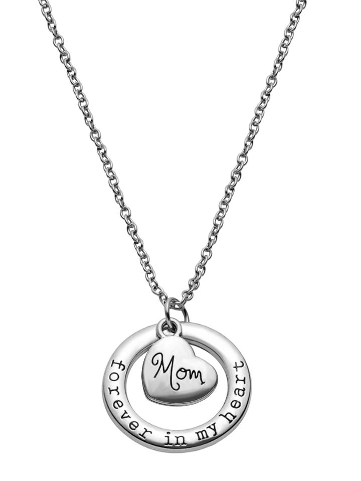 Romwe Heart And Open Circle Pendant Necklace