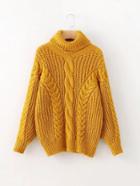 Romwe Cable-knit Turtleneck Sweater
