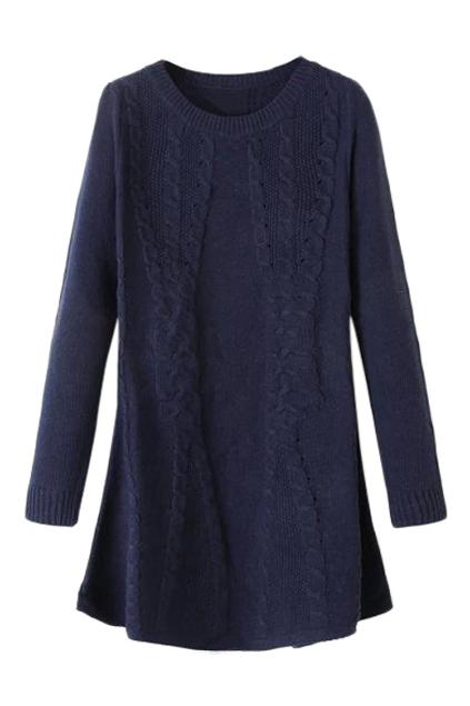 Romwe Sheer Navy Blue Knitted Dress