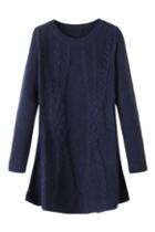 Romwe Sheer Navy Blue Knitted Dress