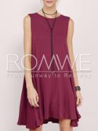 Romwe Purple Sleeveless Round Neck Casual Dress