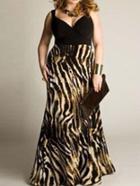 Romwe V Neck Leopard Plus Dress