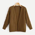 Romwe Cable Knit Drop Shoulder Cardigan Sweater Coat