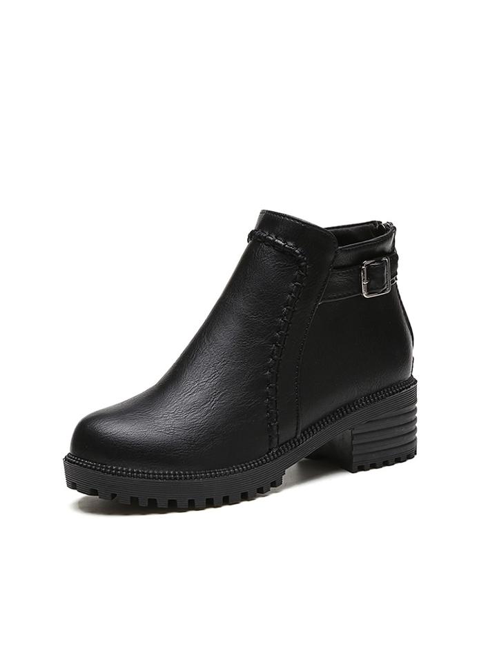 Romwe Stitch Trim Lug Sole Boots