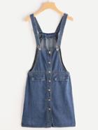 Romwe Button Front Denim Overall Dress