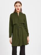 Romwe Layer Coat With Belt