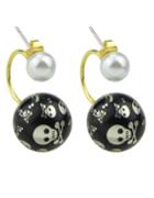 Romwe White Pearl Stud Double Ball Earrings