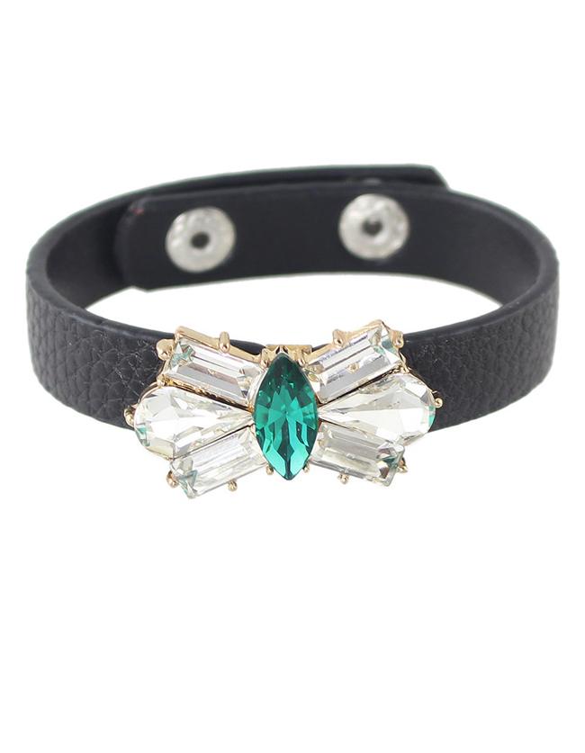 Romwe Rhinestone Flower Wrap Bracelet