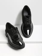 Romwe Lace Up Patent Leather Brogue Shoes