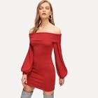 Romwe Off The Shoulder Bishop Sleeve Sweater Dress