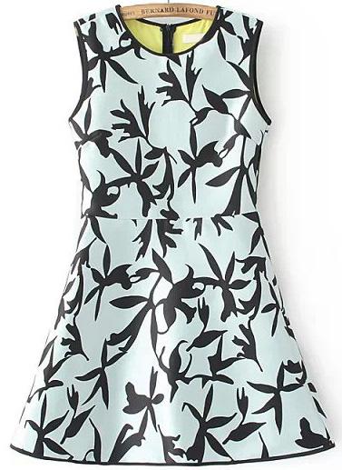 Romwe Black White Sleeveless Floral Slim Dress