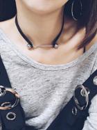 Romwe 5pcs/ Set Pu Leather Choker Necklace
